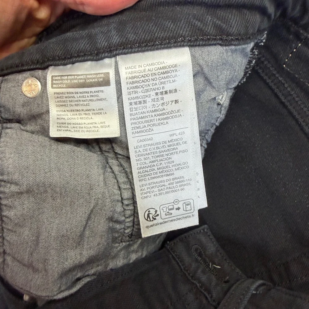 Levis 501 Original Fit Black Denim Button Fly Straight Leg Jeans W29 L30